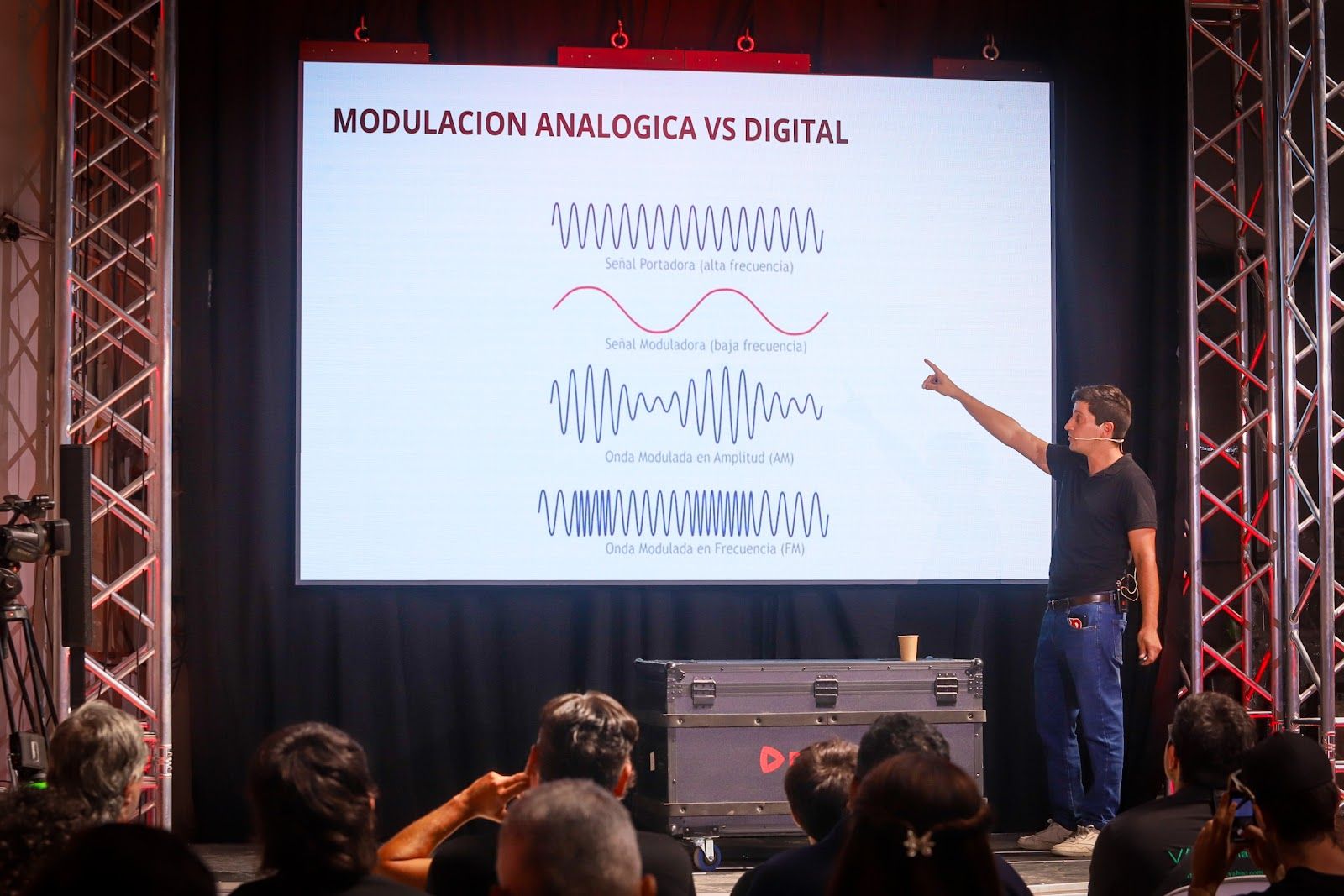 Workshop de audio: modulación analógica versus digital proyectada durante la clase